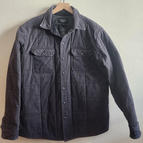Harley-Davidson Jacket Mens XL Black Quilted Shirt Snap Front Biker 96707-14VM - Picture 1 of 16